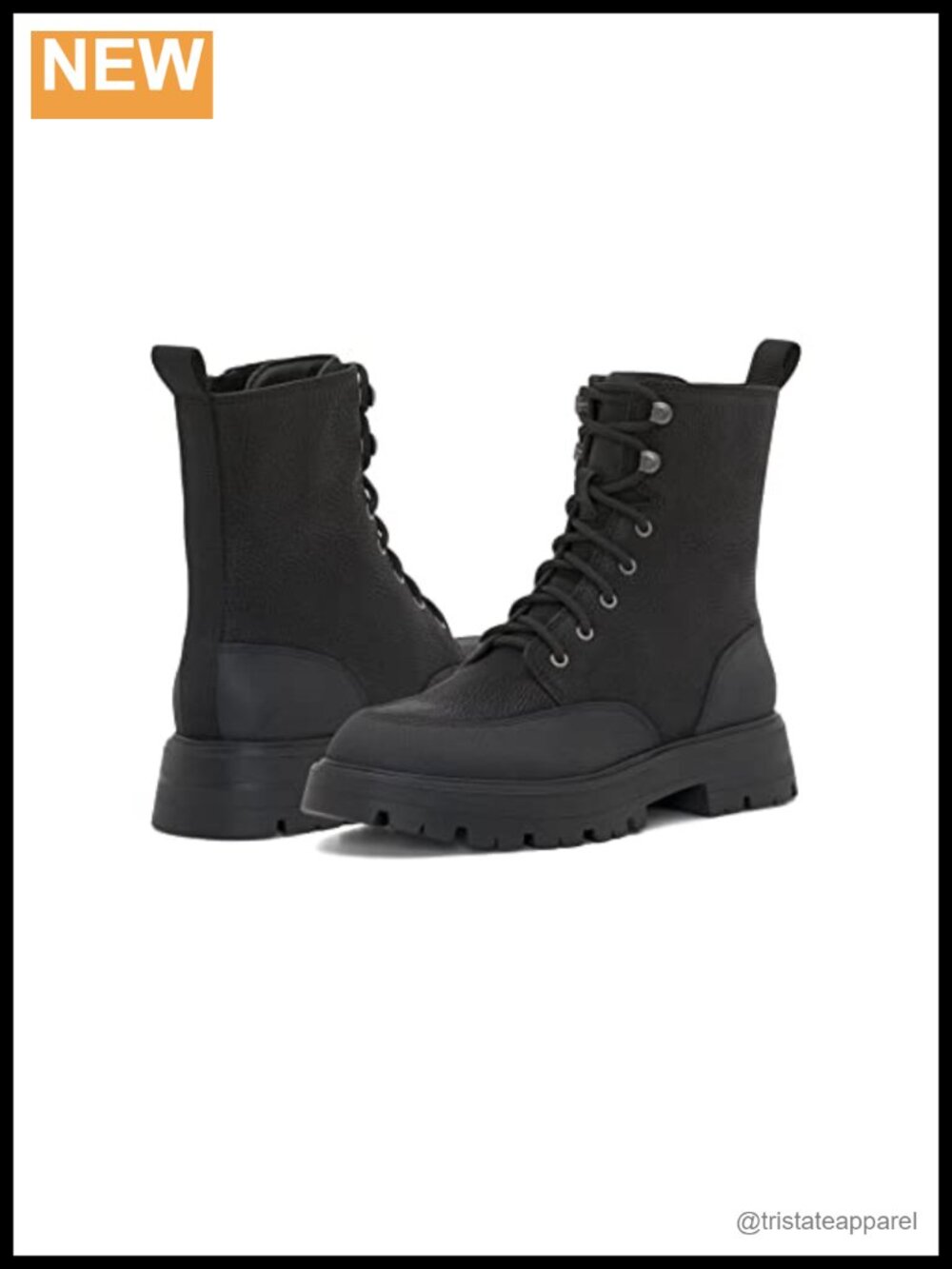 Genuine Leather Combat Boot Lace Up Ankle Bootie Lug Sole